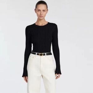 DISSH Ada Black Long Sleeve Knit Top Shirt Ribbed Stretch  size XS